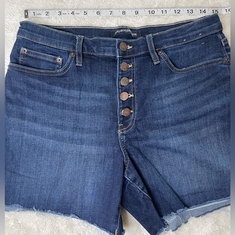 Calvin Klein Jeans Women's High-Waist Denim Shorts Blue Size 10 Eco-Friendly